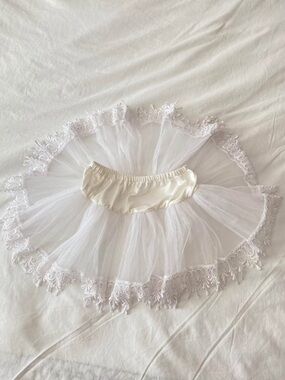 Adult White Lace Tulle Crinoline Skirt